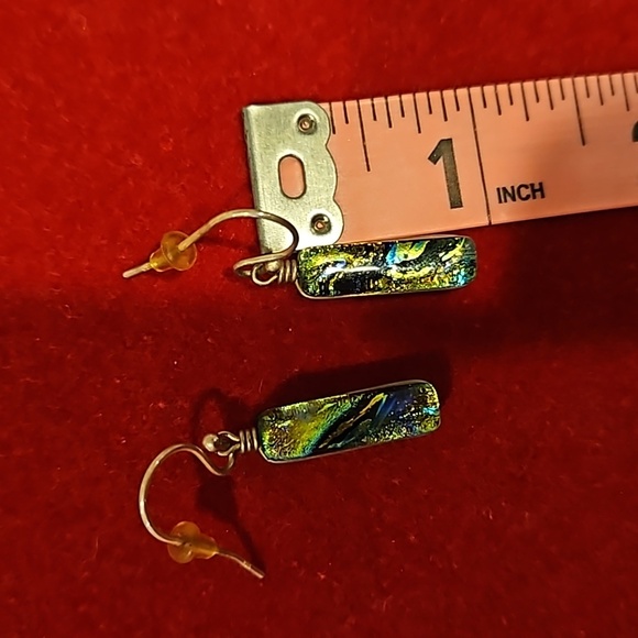 Dichroic Glass Artisan Pendant and Earrings  (Gold chain NOT INCLUDED) - Picture 5 of 9